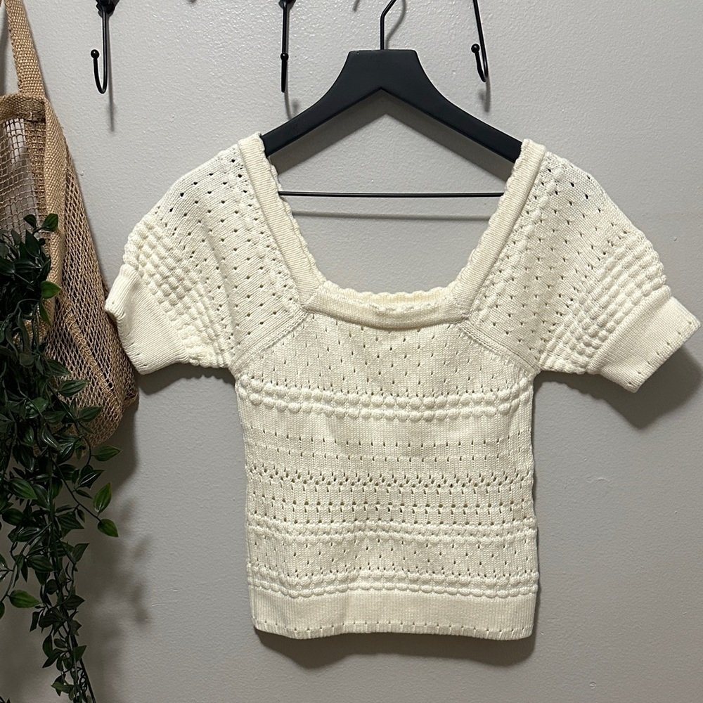 Faherty Pointelle Short Sleeve Sweater - Picture 2 of 4